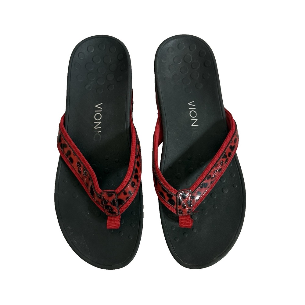 Vionic High Tide Flip Flops Womens 10 Wide Red Thong Sandals Orthotic